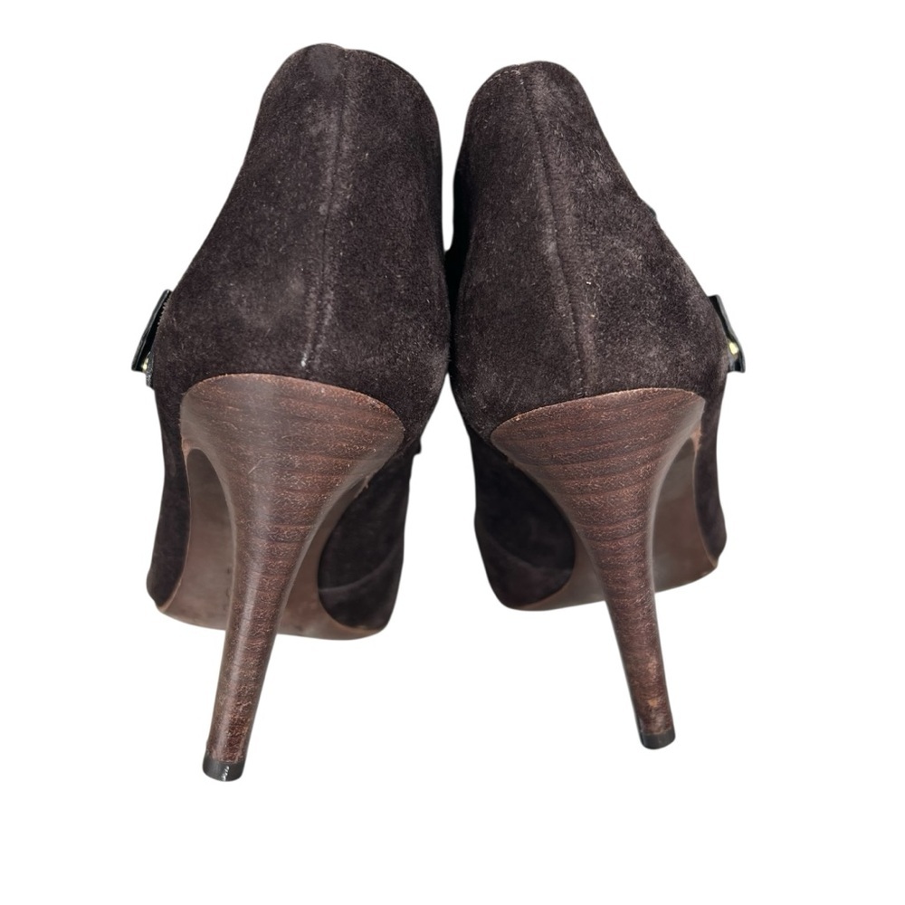 TORY BURCH Belen Suede Ankle Stiletto Booties Brown Buckle Women’s Size 10.5 - Picture 7 of 11